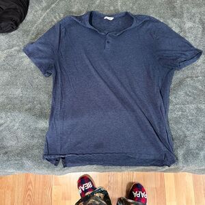 Julian & Mark Navy Striped Short Sleeve Henley